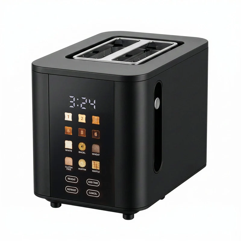 Healthy Choice 2-Slice Digital Toaster 800-950W Smart Touch Screen 6 Browning Levels Reheat & Defrost - Black