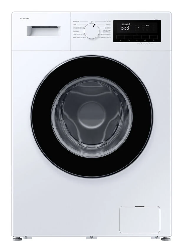 Samsung WW80FG3M05AWET Serie 3000 Lavatrice Slim A Libera Installazione 8 Kg, 1400 Giri, Vapore Igienizzante, Classe A, Bianco