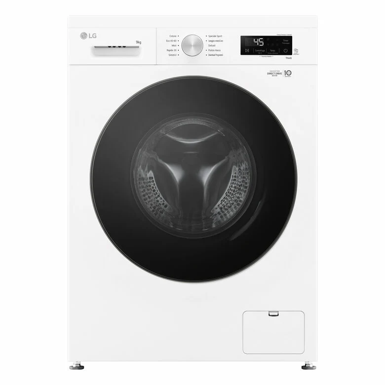 LG F4NX1009NWB Serie X1 Lavatrice Smart A Libera Installazione 9 Kg, 1400 Giri, Wi-Fi, Sistema 6 Motion, Allergy Care, Direct Drive, Classe A, Bianco