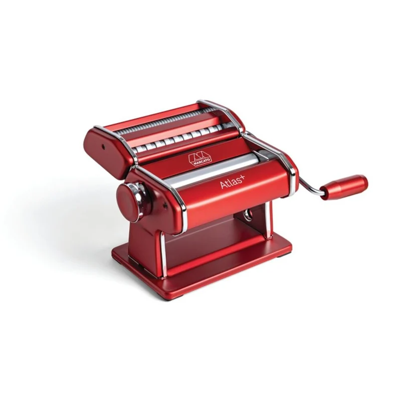 Marcato Atlas Plus Pasta Machine Stainless Steel with 4 Shape Settings (Red)