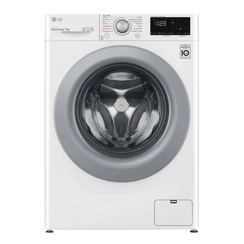 LG F2WV3S7S4E Serie V3 Lavatrice Slim A Libera Installazione 7 Kg, 1200 Giri, AI DD™, Lavaggio A Vapore, Inverter Direct Drive, Classe D, Bianco
