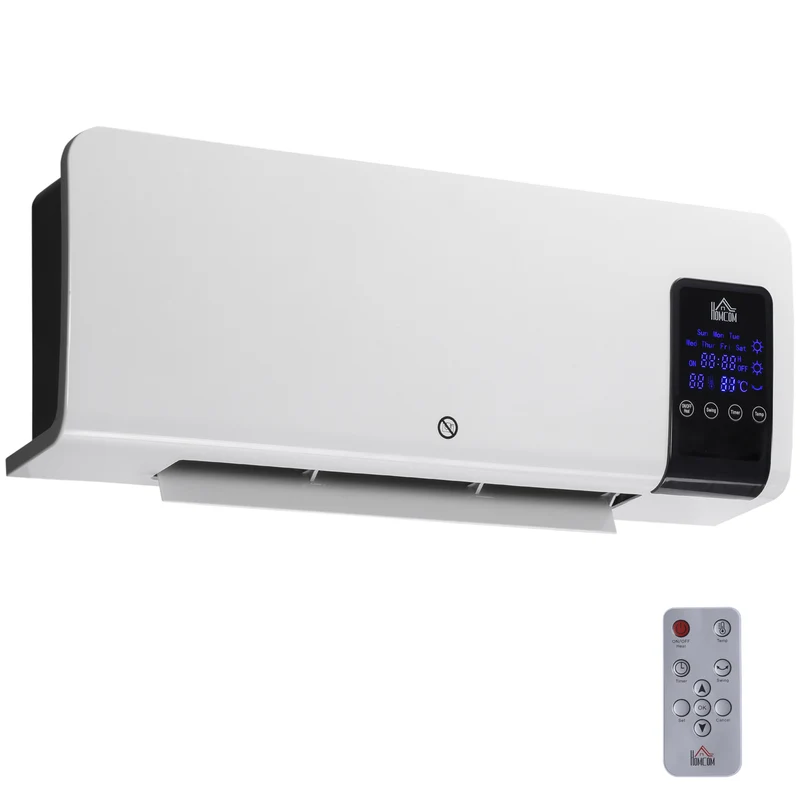 EasyComfort Termoventilatore da Parete Oscillatorio con Timer 12h e 2 Modalità di Riscaldamento, 54.5x12x21.5 cm, Bianco