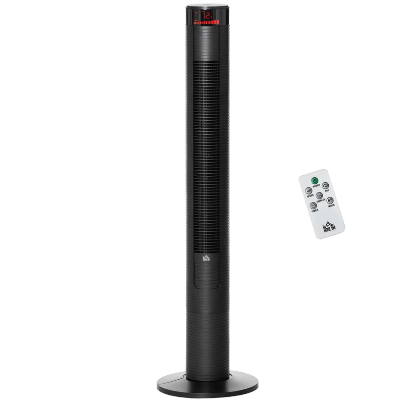 Easycomfort Ventilatore a Colonna con 3 Velocità e 4 Modalità, Timer di 12h, Pannello LED e Telecomando, Nero