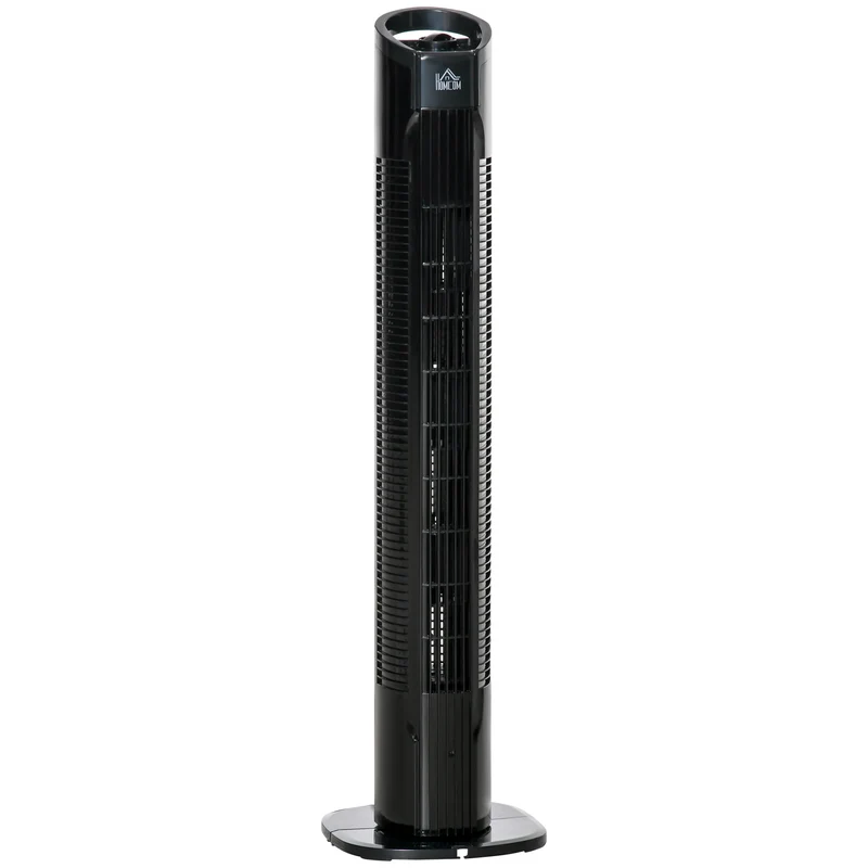 Easycomfort Ventilatore a Colonna Moderno 3 Velocità con Oscillazione 70°, Ventilatore a Torre con Piantana Rotonda e Maniglia, Potenza 50W, in PP, Ø20x78.5cm Nero